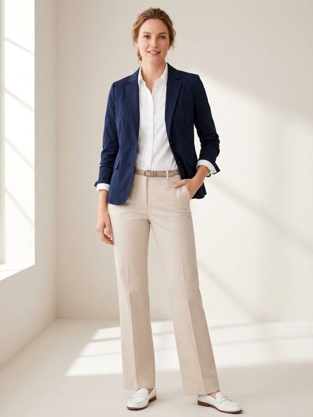 Talbots Signature Cotton-Blend Twill Pants in Light Khaki